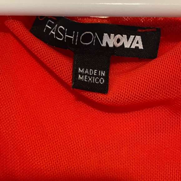 BRIGHT RED LONG SLEEVE RUCHED DRESS- 2XL - Picture 6 of 6